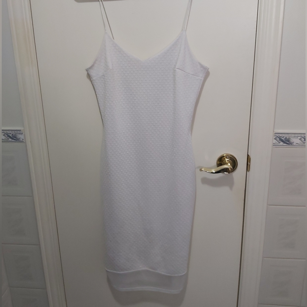 River Island White Dotted Dress with Sheer End Size 8